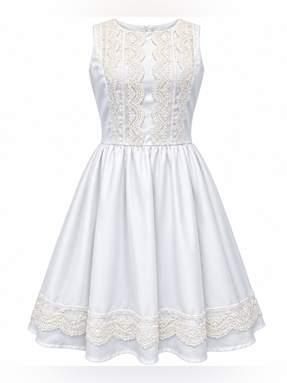 Doe & Rae Little Cream Dress with Lace Accent Sleeveless Lined Sz Small